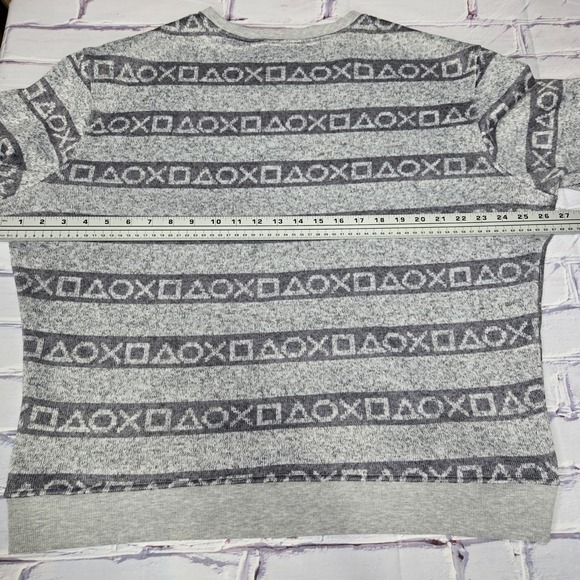 PlayStation Men XL Crewneck Sweatshirt Grey Marled Gamer Controller Symbols Logo - Picture 5 of 8